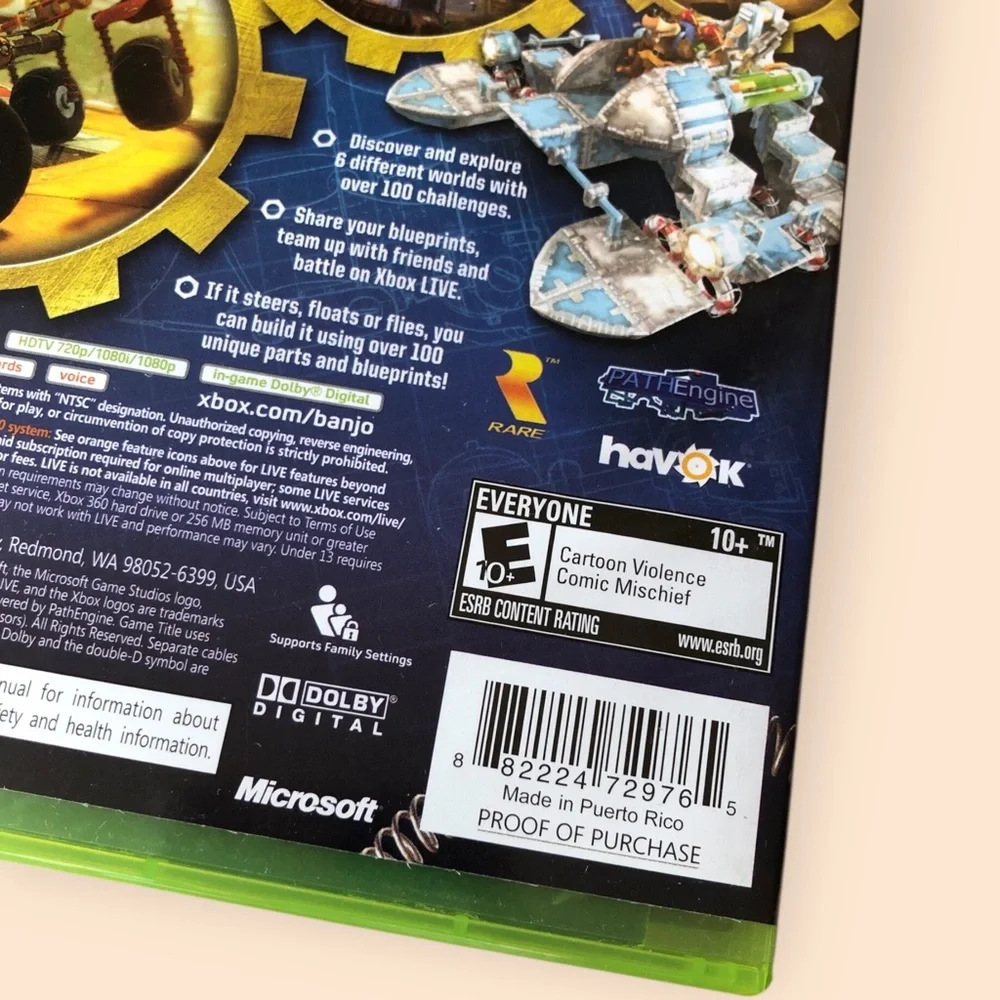 Banjo Kazooie Nuts & Bolts XBOX 360 Video Game Cartoon Comic Rated Everyone